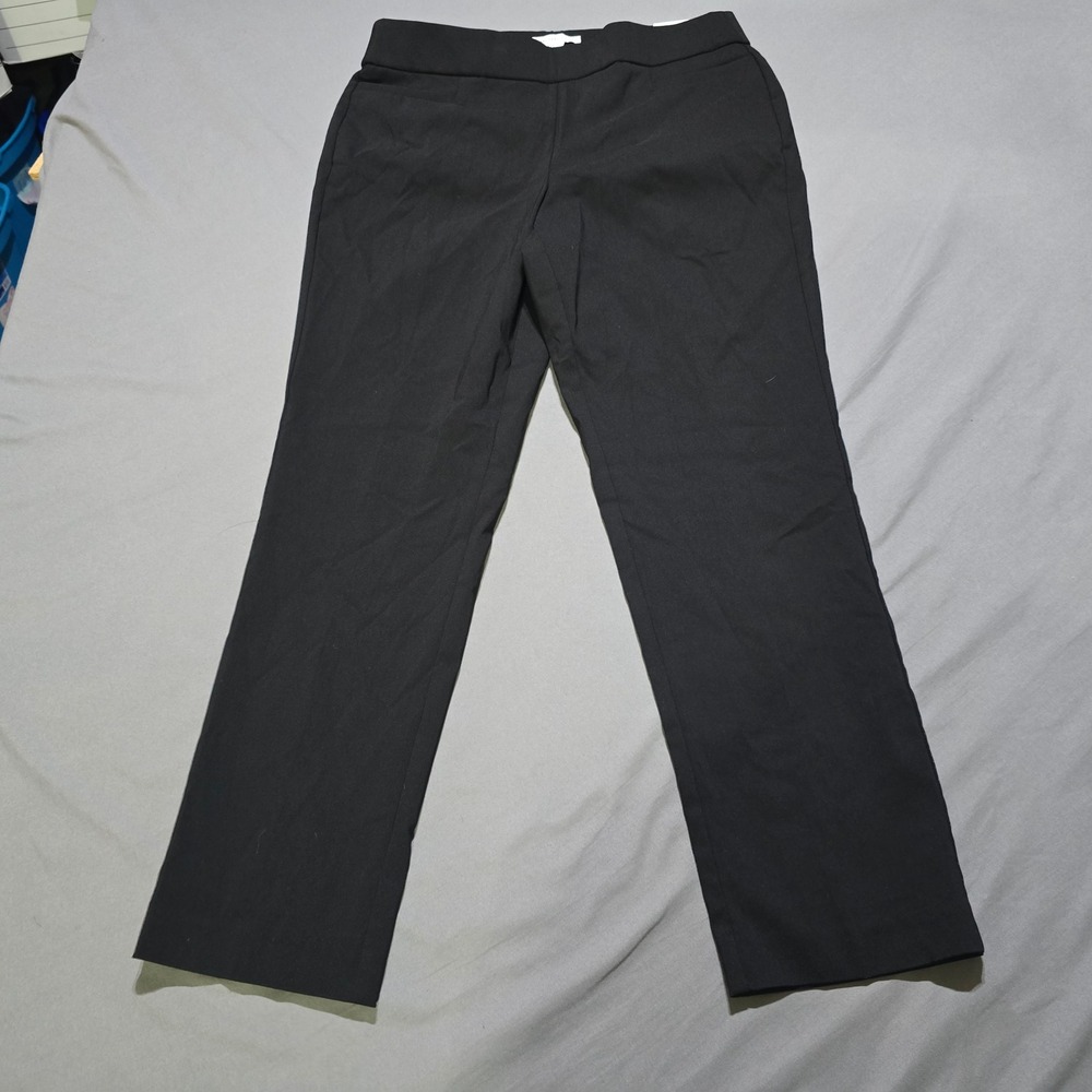 Liz Claiborne Lisa Straight Leg Pants Womens 10P Black Slimming Tummy Panel NWT